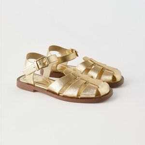 Zara Girl’s Gold Fisherman Sandals